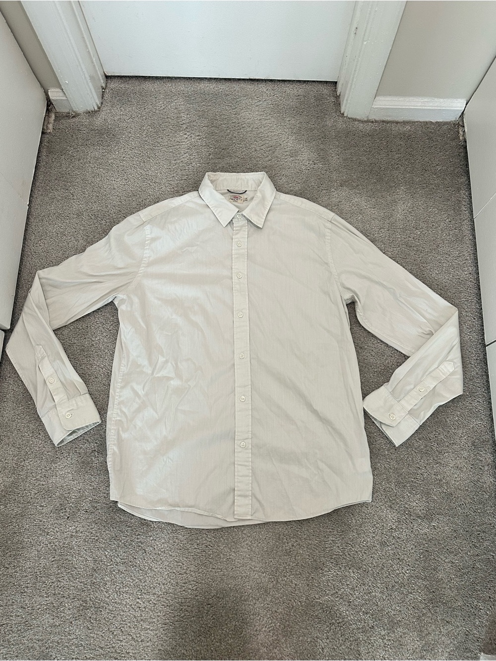 Faherty Men's Light Grey/Blue Button-Up Dress Shirt Size Large